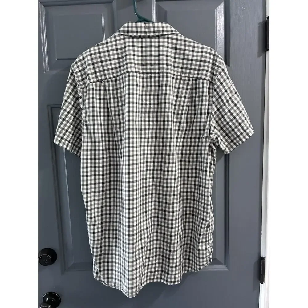 The North Face Button Up Shirt Check Shirt sleeve Pocket Gray Mens Large